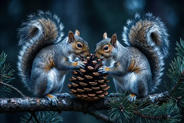 Samen aan de dennenappel