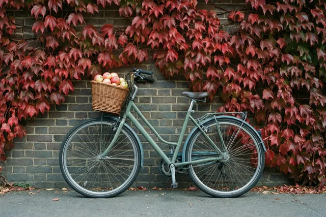 Herfst langs de bakstenen muur