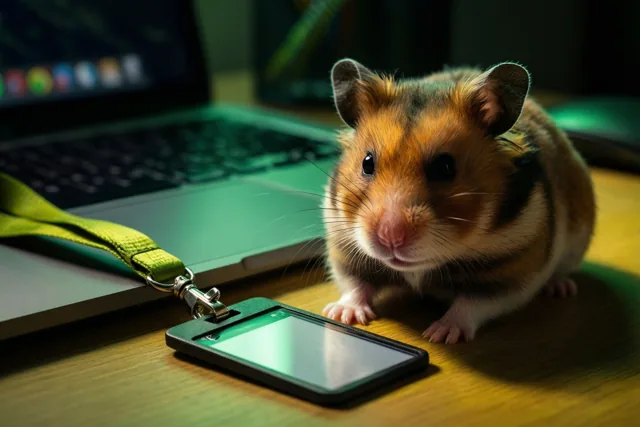 Hamster verwelkomt de nieuwe collega