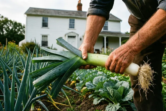 Pensioen met de handen in aarde