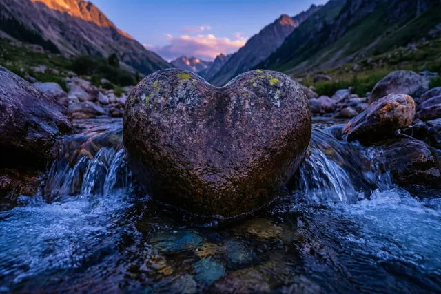Rotsvaste liefde bij avondlicht