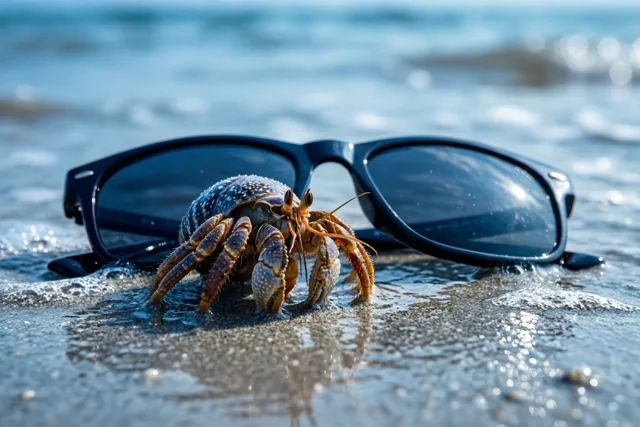 Een krabbetje op strandvakantie