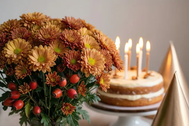 Gouden hoedjes voor een herfstverjaardag