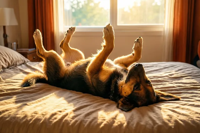 Deze hond blijft nog even liggen