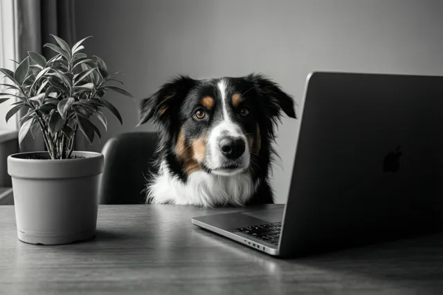 Een hond als nieuwsgierige collega