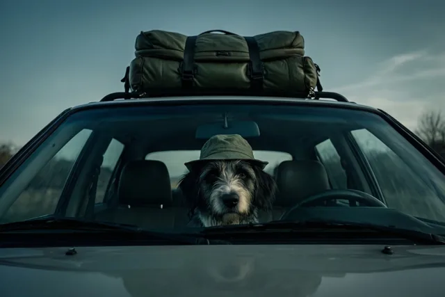 De hond neemt het stuur