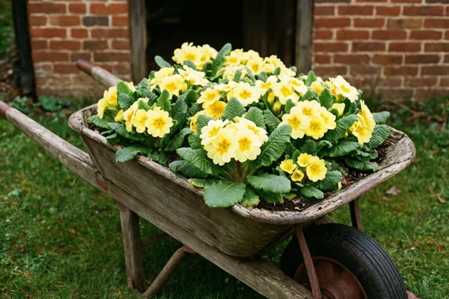 Gele lente in verweerd hout