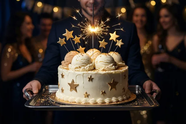 Nieuwjaarsgeluk met een ijstaart
