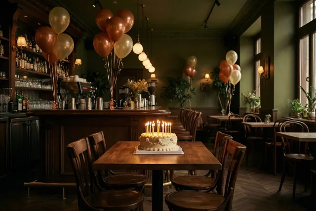 Kaarsjes in het bruine café