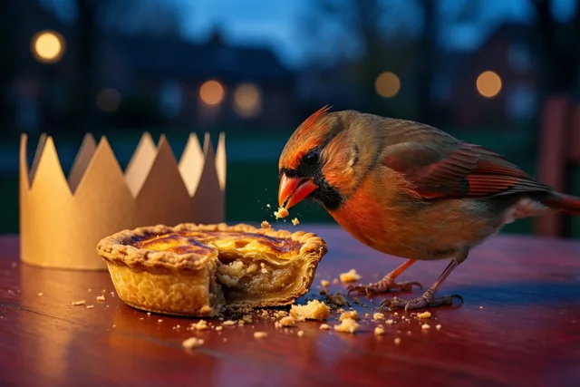 De kardinaalvogel viert mee