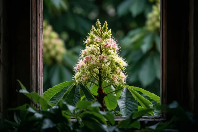 Bloesems voor het raam