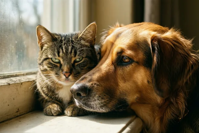 Kat en hond, warm verbonden