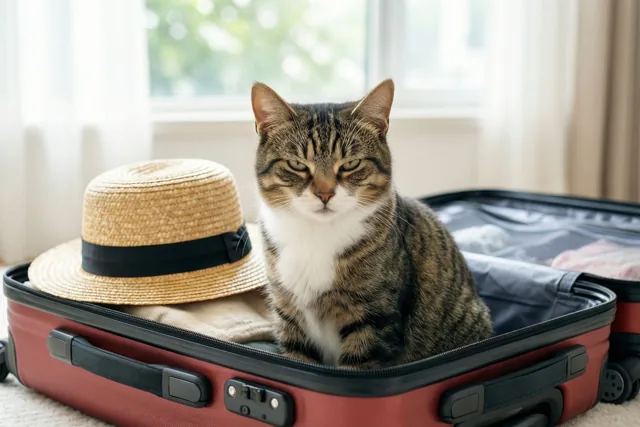 De kat heeft al ingepakt