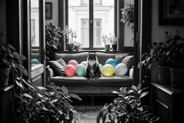 De kat geeft een feestje