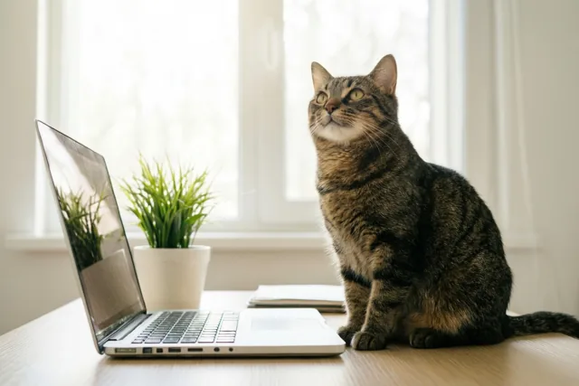 De kat schuift mee aan