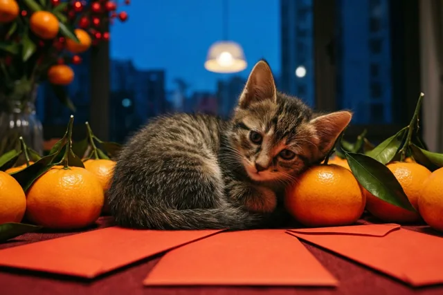 Een knus nieuwjaar met poes
