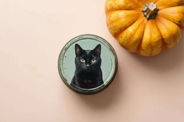 Retrokat in zachte halloweentinten