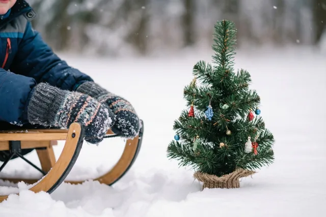 Kerstpauze op een kleine slee