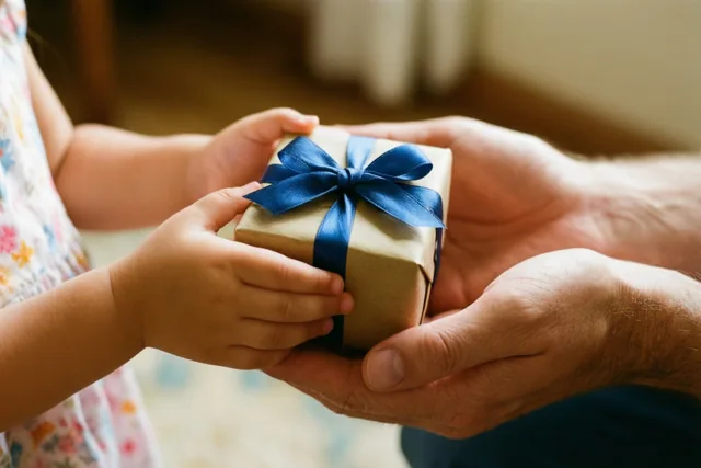 Kleine handen verrassen papa