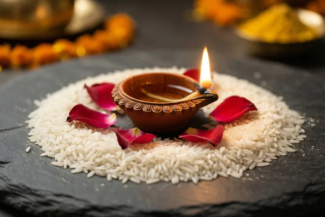 Diwali rond een kleine vlam