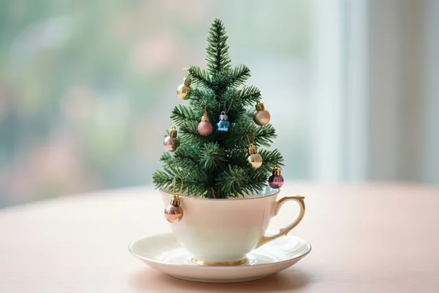 Kleine kerstboom, kopje vol kleur