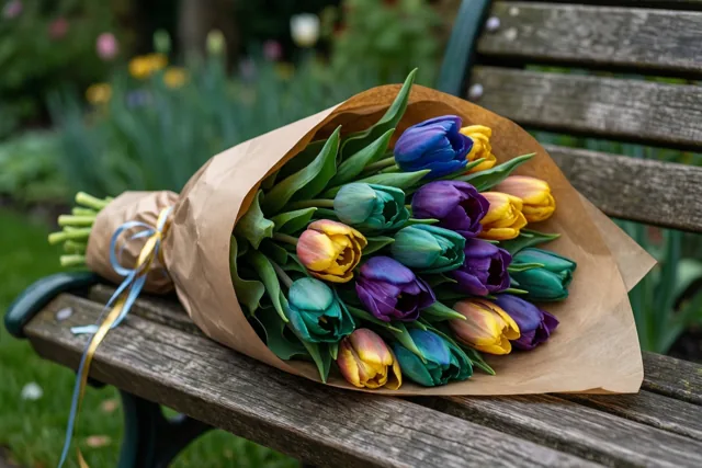 Tulpen met een verjaardagswens