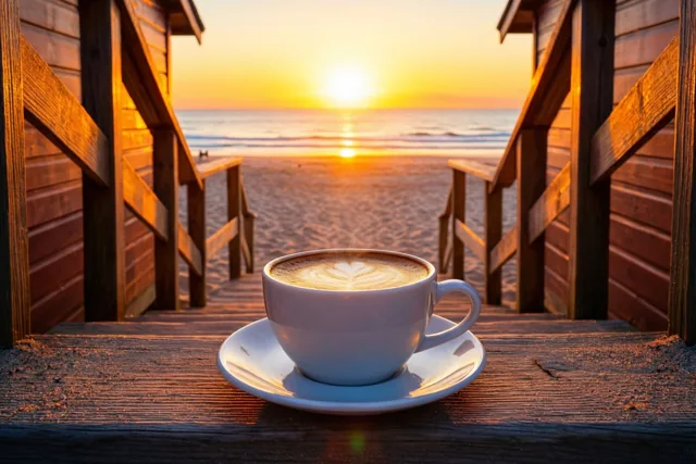 Ochtendkoffie in het strandhuisje