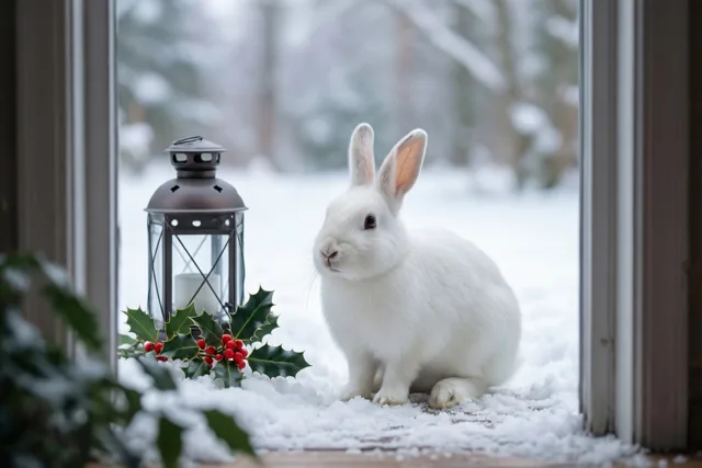 Kerstbezoek van een konijntje