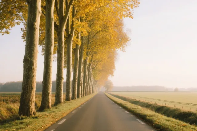 Langs de gele bomen
