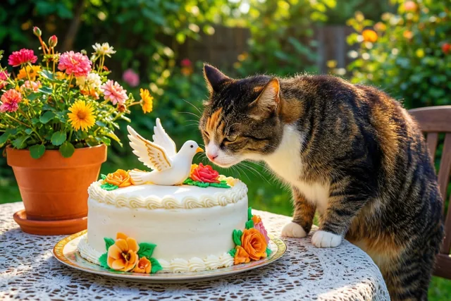 De poes viert je communie