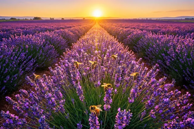 Lavendel bij de eerste zon