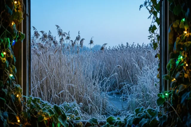 Winterriet met een lichtje