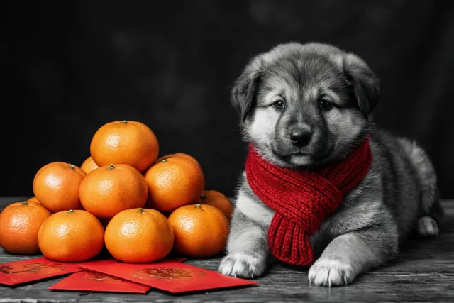 Een knusse puppywens voor nieuwjaar