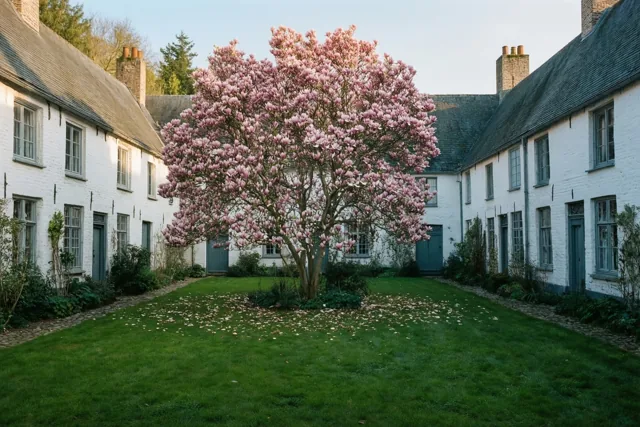 Roze lente op het hofje