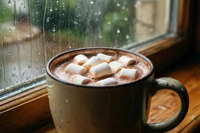 Even schuilen bij chocolademelk