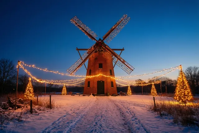 Kerstgloed in het molenveld