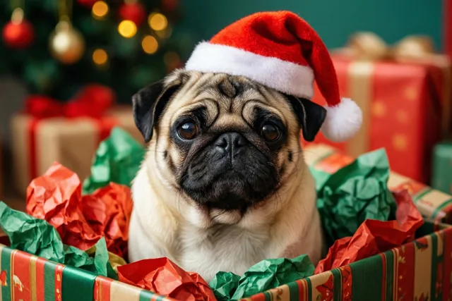 Een mopshondje als kerstverrassing