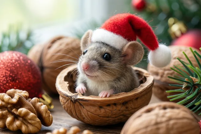 Piepkleine muis, warme kerstgroet
