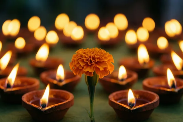 Een bloem vol Diwalilicht