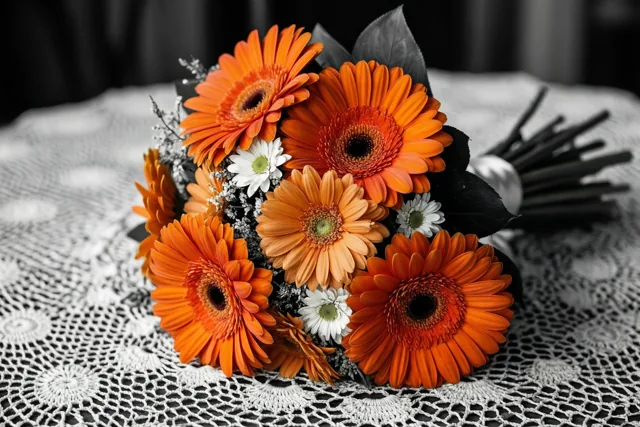 Een jawoord met retrobloemen