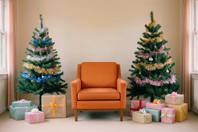 Twee bomen, één kerstzetel