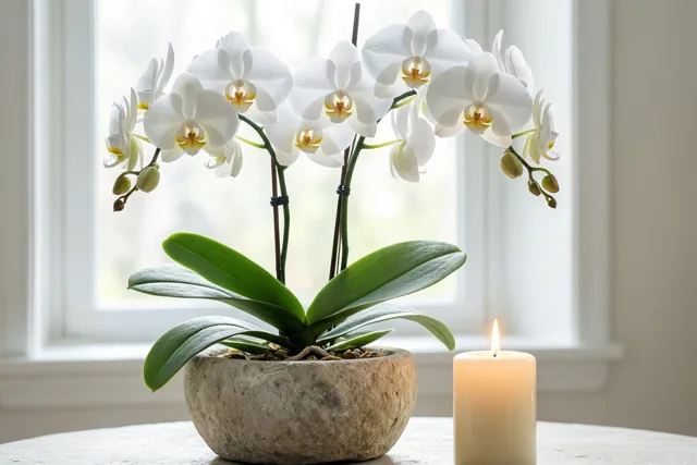 Orchidee met een lichtje