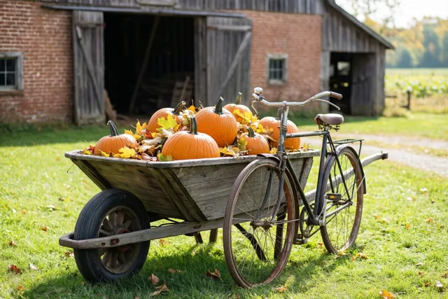 De herfst aan een oude fiets