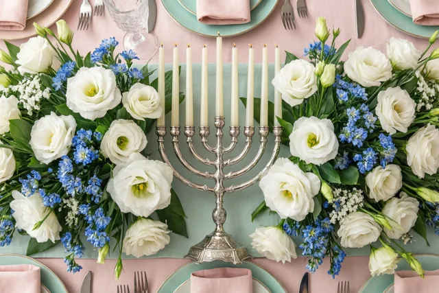 Een feesttafel in zachte kleuren
