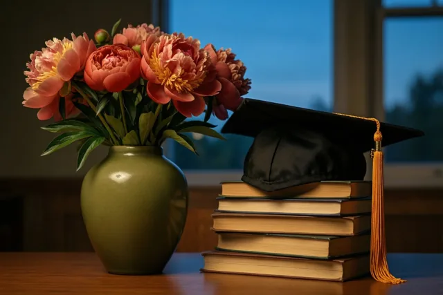 Na het blokken de bloemen