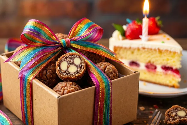 Jarig met chocolade en aardbeien