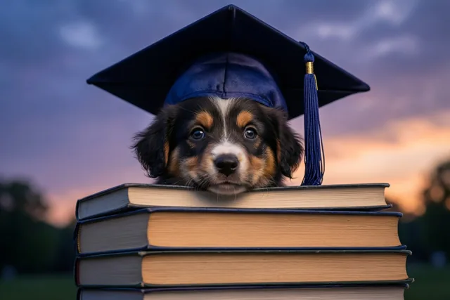Een puppy viert je prestatie