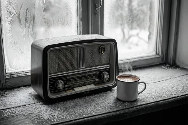 Winterwarmte op de oude radio