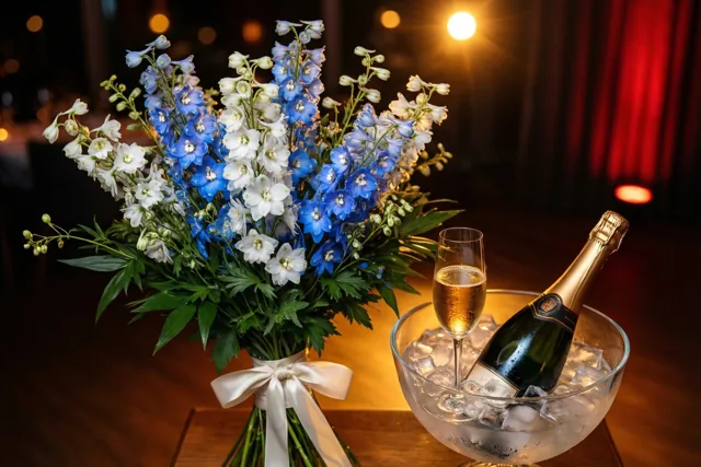 Bloemen bij een welverdiend glas