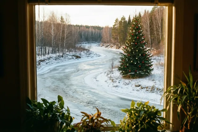 Een winters uitzicht met Kerst